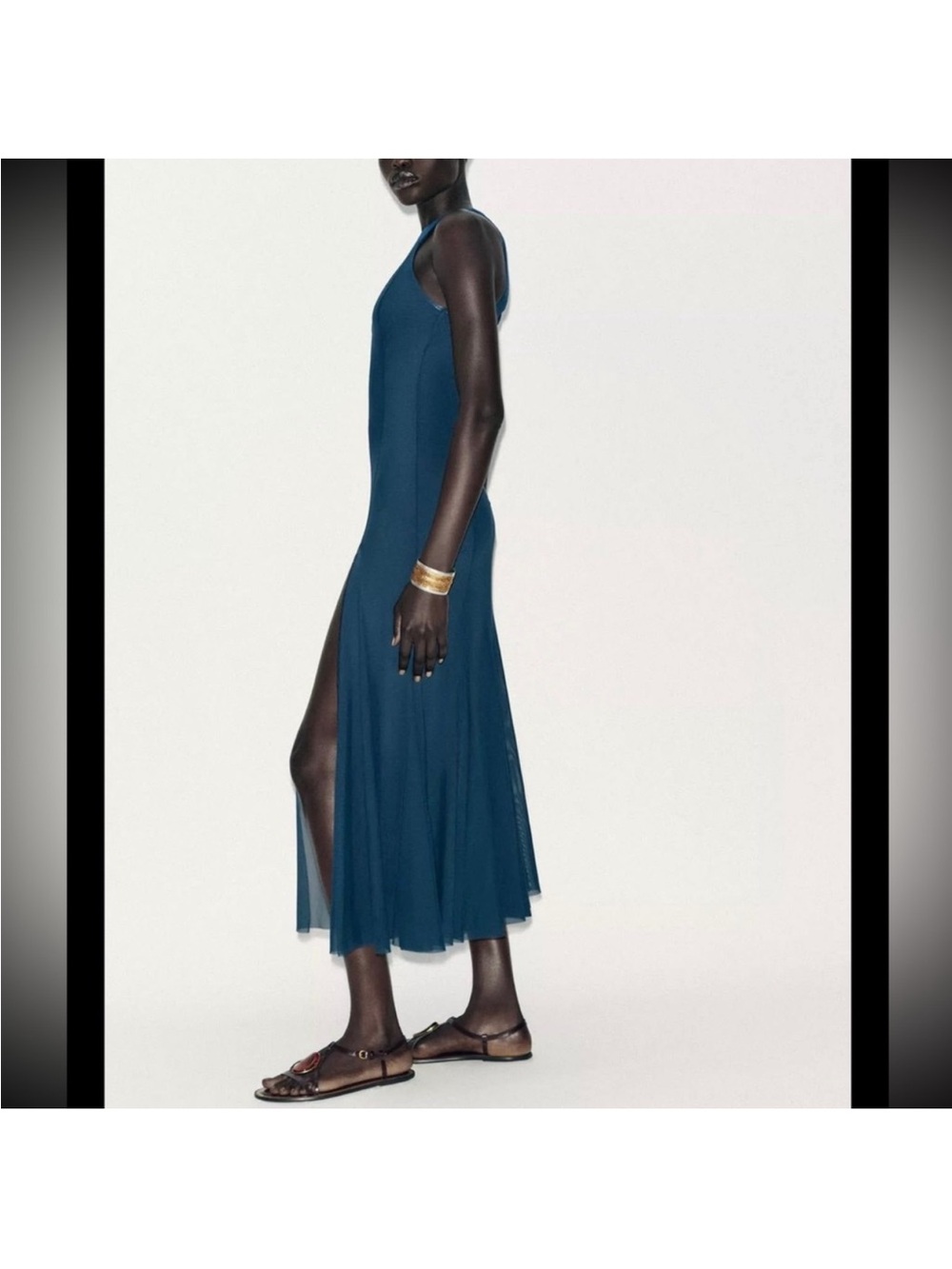 Zara Women's Long Tulle Godet Dress